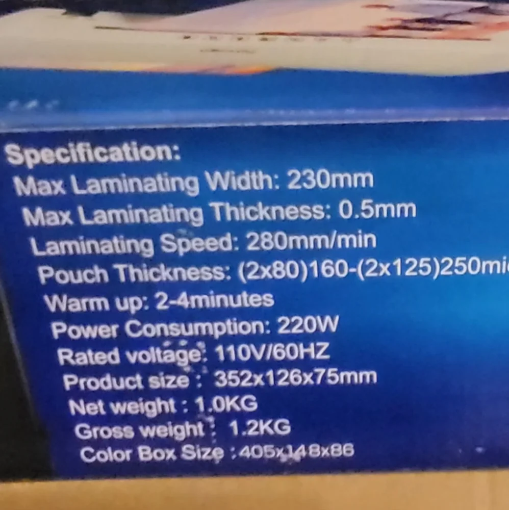 Lamination Machine Comes with xtra box of Large Lamination Pockets